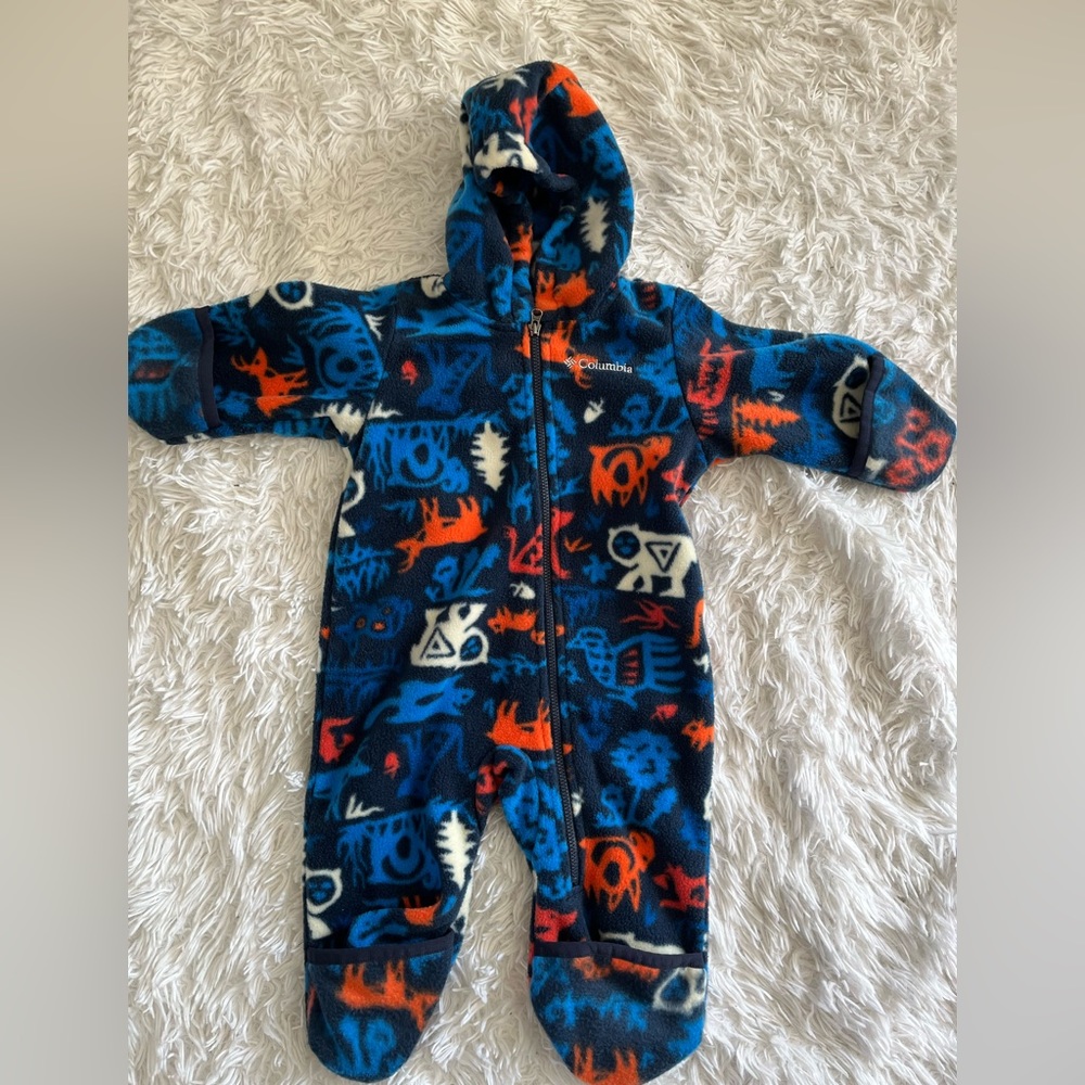 Columbia blue fleece bunting 6-12 months